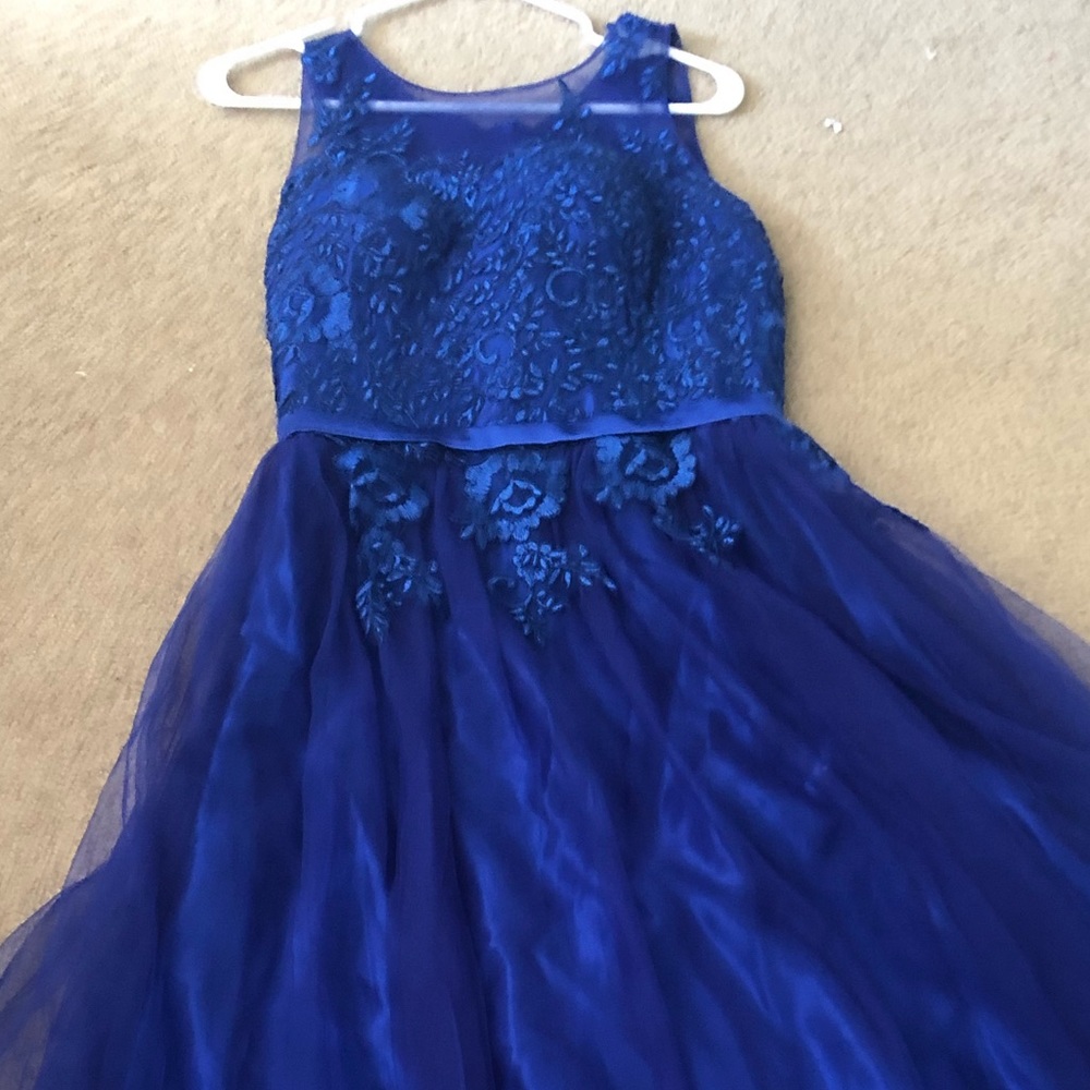 Blue pageant or prom dress.
